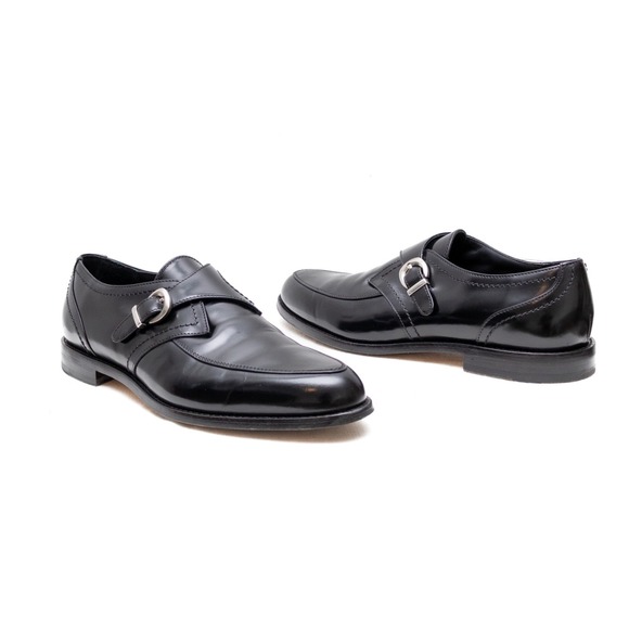 Alessandro Vasini‎ Men\'s Black SPAZZOLATO Leather Monk Strap Shoes US 8 main image 4